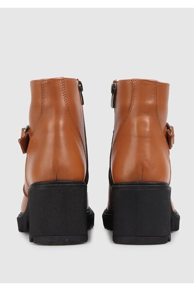 Provoq Ταν-καφέ Δερμάτινες Γυναικείες Μπότες