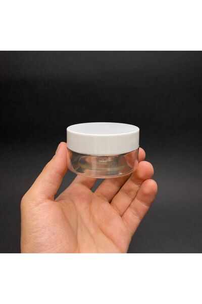 makrobay 50 ml Şeffaf PET Plastik Kavanoz Seti – Beyaz Kapaklı, Boş Krem Kutusu, Kozmetik ve Gıda İçin 5 Adet