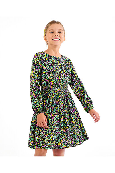Primo Gino Primo Gino Woven Full Sleeves Frock With Allover Animal Print- Gar...