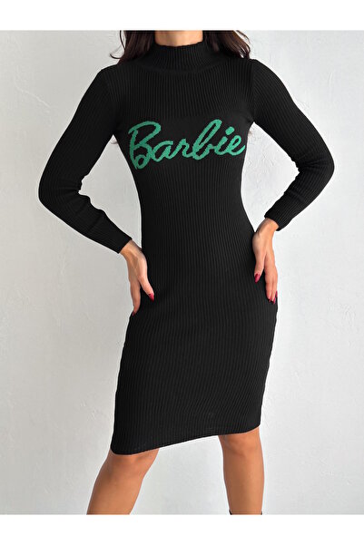 YUSUF CAN KARATAŞ KARATAŞ GİYİM Kadın Dik Yaka Uzun Kol Triko Elbise Standart Sml Uyumlu Boy 100 Cm