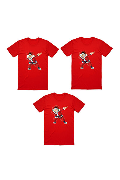 HediyeMania Tricou roșu de Crăciun cu Moș Crăciun care dansează - 3 bucăți, m...