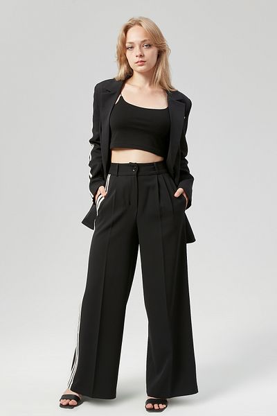 Bolivente Pantaloni Palazzo de damă cu detalii în dungi