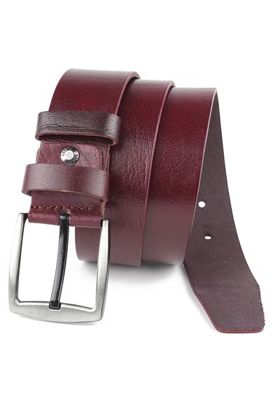LUGMO Men's Belt - Genuine Leather, Claret Red, 4.5 Cm