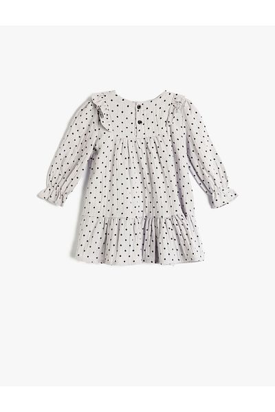 Koton Kleid mit langen Ärmeln, Rundhalsausschnitt und Bündchen aus elastischer Baumwolle