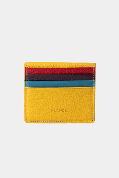 Grande 762-g Yellow Genuine Leather Horizontal Magnet Card Holder Flother