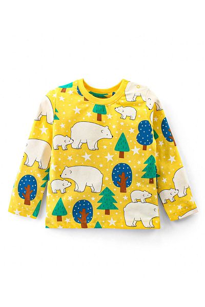 Babyhug Cotton Knit Full Sleeves Night Suit With Polar Bears Print - Yellow
