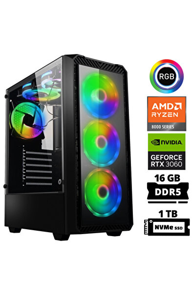 XASER Delux X10 Ryzen 5 8400F 16GB DDR5 Ram 1TB M.2 NVMe SSD 12GB RTX3060 Mas...