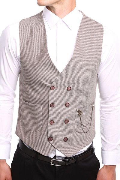 intersivin Men's Soil Slim Fit Lined Buttoned Belted Lycra Single Vest