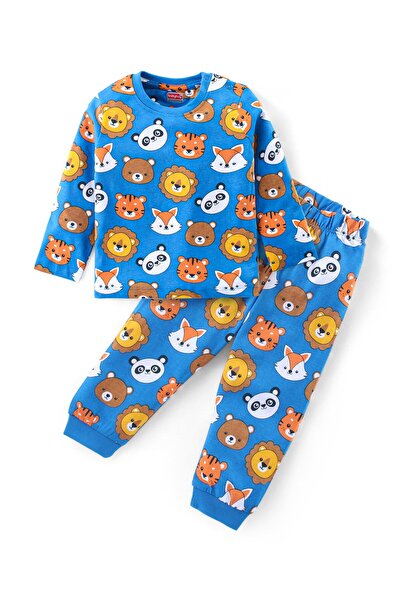 Babyhug طقم ملابس نوم وتنسيق مع طبعات الحيوانات - أزرق