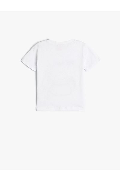 Koton Cotton T-Shirt Bulldozer Printed Short Sleeve Crew Neck