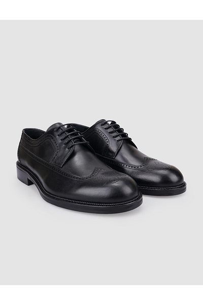 Cabani 100% Genuine Leather Black Laced Men's Classic Shoes