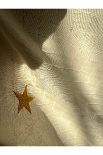 runbaby 75X75 cm Embroidered Single Layer Muslin Baby Blanket (Star Embroidery)