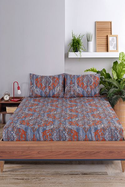 Eponj Home Hitit Navy Blue Double Fitted Sheet Set
