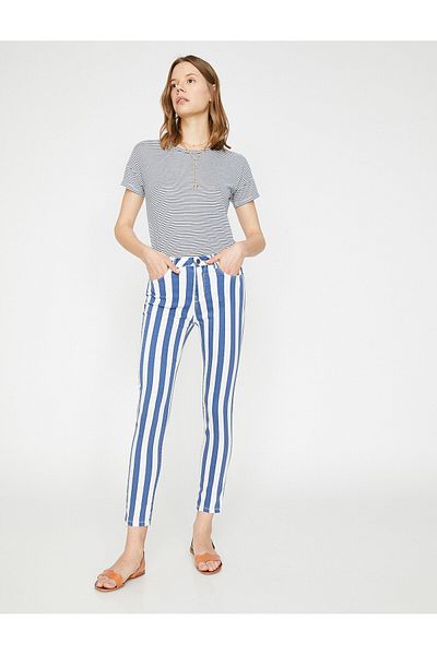 Koton Women's Navy Blue Trousers 9YAK43783MW