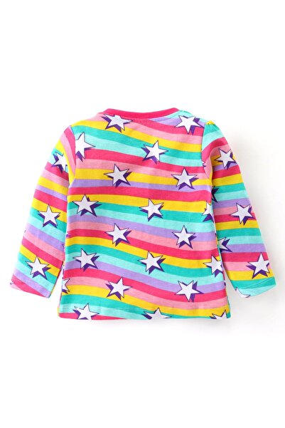 Babyhug Cotton Knit Full Sleeves Co-ord Night Suit With Stars Print - Multicolor