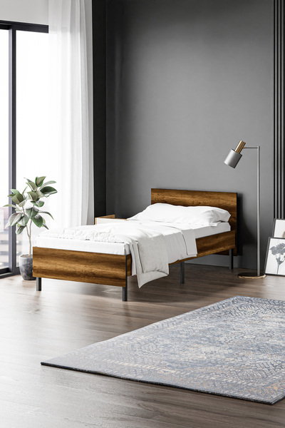 Ceramical Kr1 Tek Kişilik Karyola - 90x190 - Ceviz