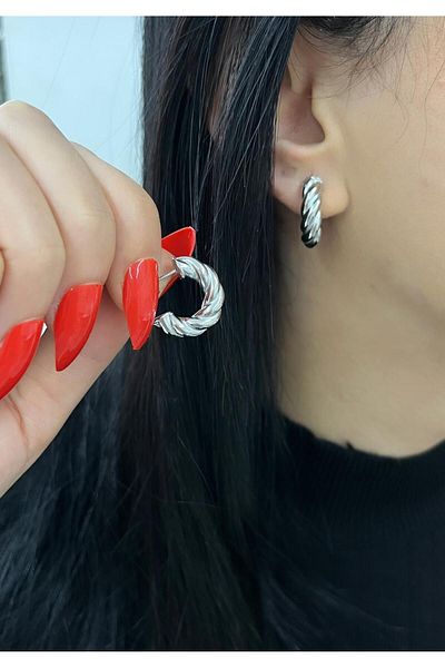 YASİN TOPÇU Steel Silver Earrings