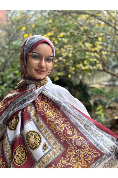 shalby Red Hijab Vera Patterned Cotton Soft Shawl