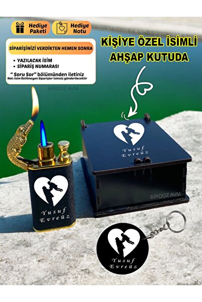 birdoz avm Kişiye Özel Isimli Hediyelik Babalar Günü Çift Ateşli Çakmak Ve An...