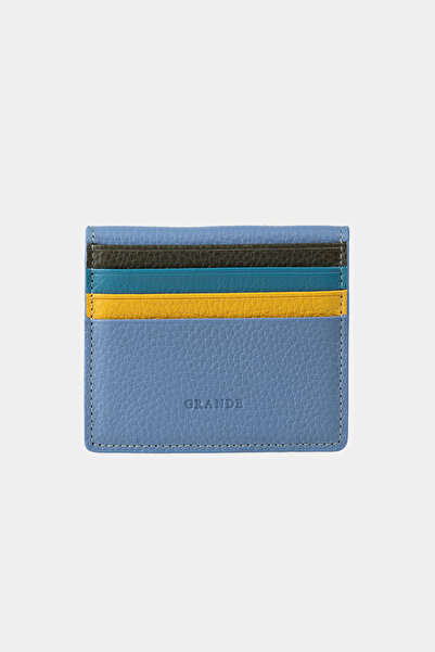 Grande 762-G Hakiki Deri Yatay Mıknatıslı Kartlık Flother Gök Mavi