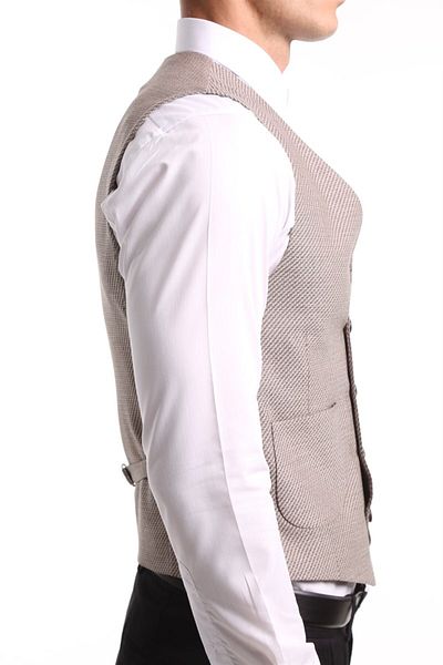 intersivin Men's Soil Slim Fit Lined Buttoned Belted Lycra Single Vest