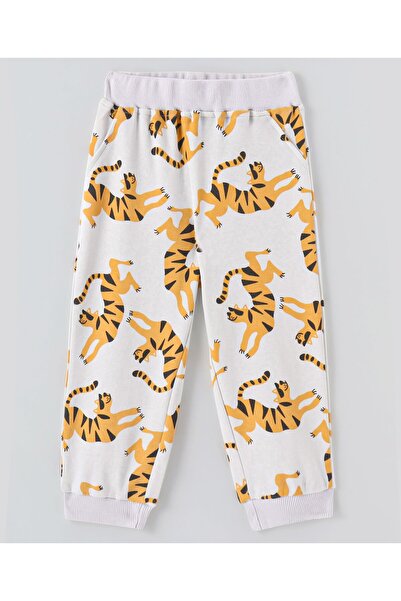 Bonfino Tiger Printed Pyjama Set - White