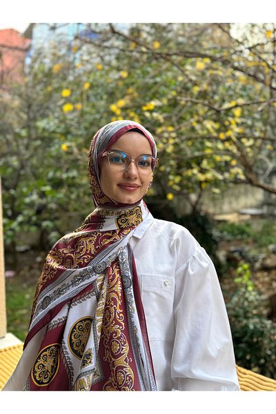 shalby Red Hijab Vera Patterned Cotton Soft Shawl