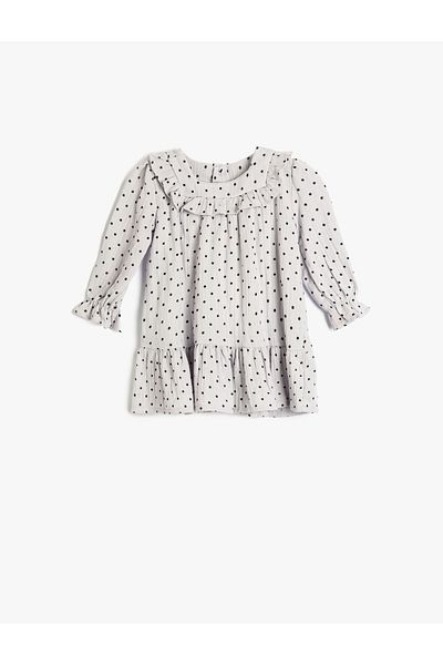 Koton Kleid mit langen Ärmeln, Rundhalsausschnitt und Bündchen aus elastischer Baumwolle