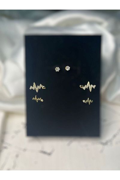 LUZ Gold Rhythm Detailed Earring Set of Six