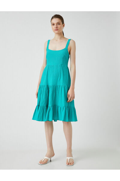 Koton Midikleid mit Rüschen und dicken Trägern