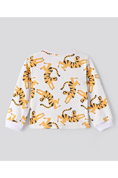 Bonfino Tiger Printed Pyjama Set - White