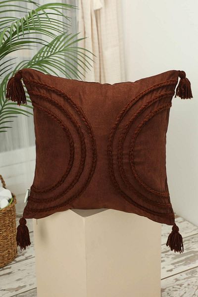 Aisha's Design Bohemian Tasseled Punch Embroidery Throw Pillow Cover - K-117