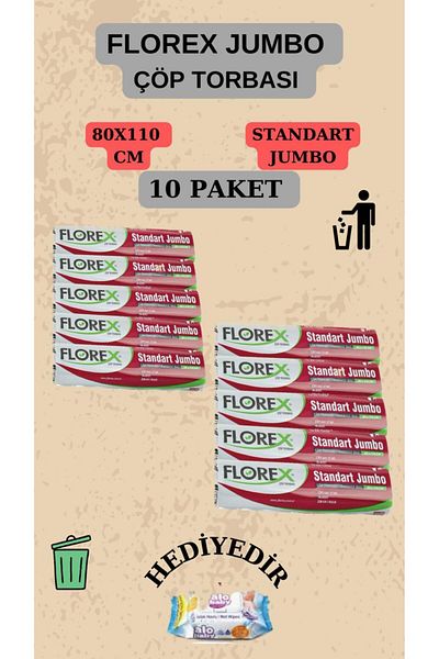 Florex   Standard Jumbo Size (80X110Cm) Garbage Bag X 10 Rolls 100 Pieces
