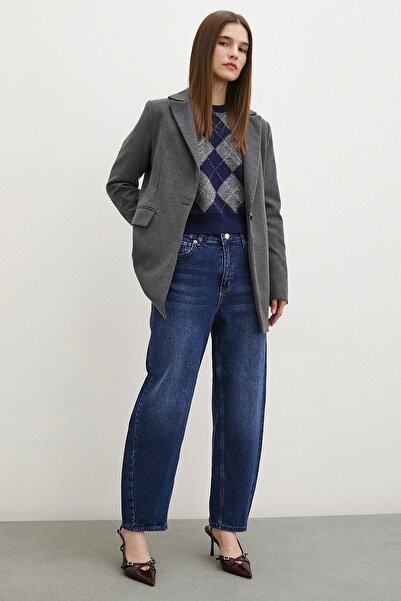 Never more Yüksel Bel Mom Jean Lacivert