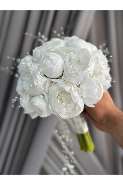 GELİNÇİÇEKCOM İncili Beyaz Şakayık Buketi