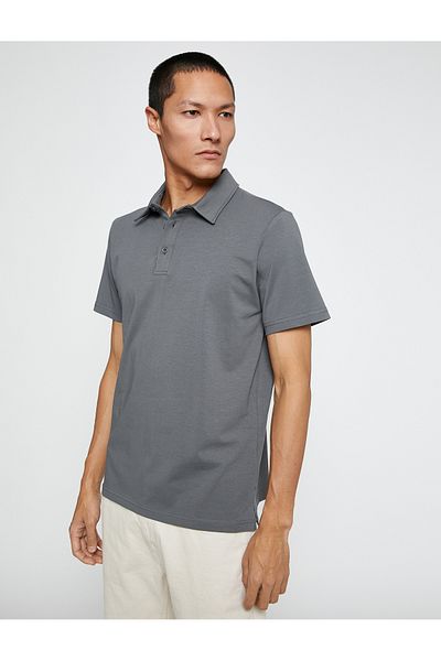 Koton Basic Tričko Polo Neck Bavlna