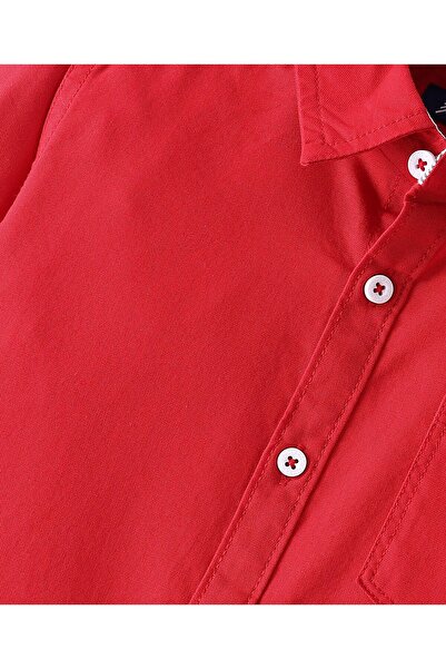 Pine kids Cotton Woven Full Sleeves Solid Colour Shirt - Red