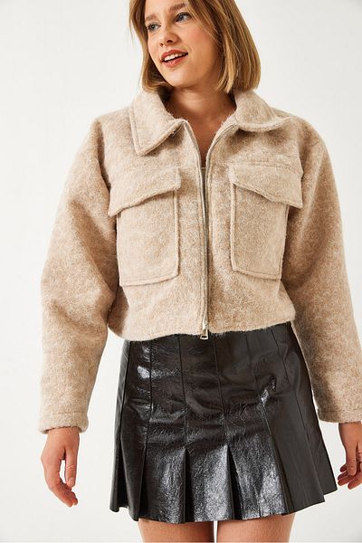 Bianco Lucci Γυναικείο μπουφάν με διπλή τσέπη Crop Stash 2638 60261101