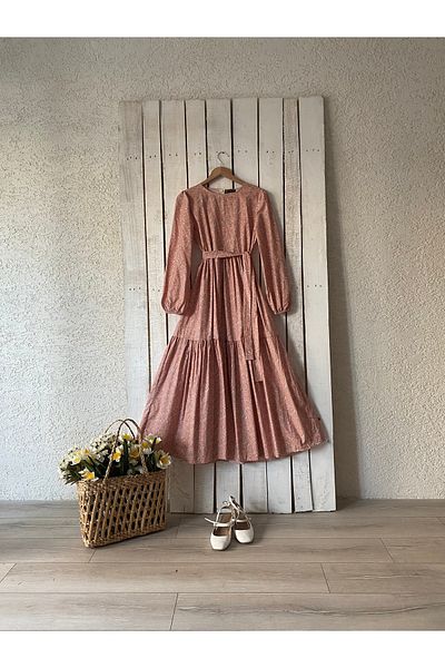 KÜÇÜĞÜM BUTİK Φόρεμα Hijab Orange Crispy Poplin με στρώσεις