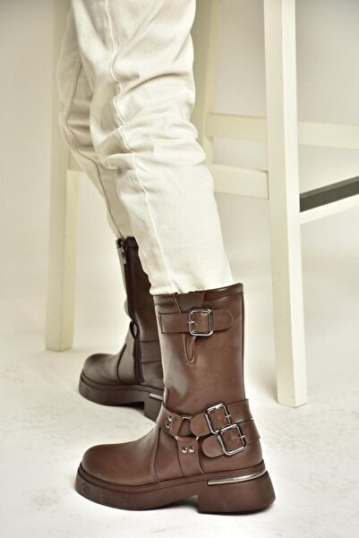 Fox Shoes T996333009 Kahverengi Kalın Tabanlı Kadın Bot