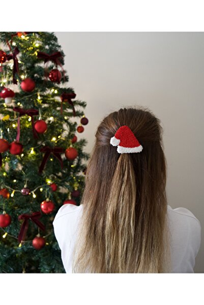 asyakuş Efsarstudio Handmade Punch Yılbaşı Koleksiyonu Noel Baba Şapkası Klips Toka