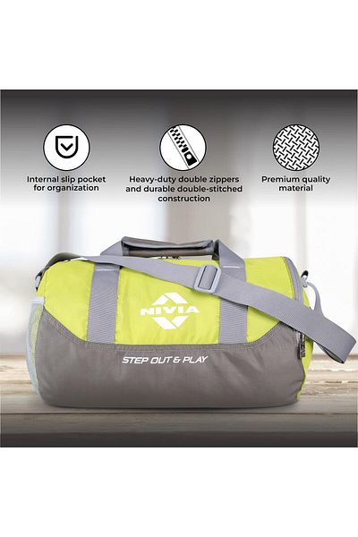 Nivia Beast-4 Duffle Sports & Travel Bag, Size: Medium, Colour: Green/Grey, For Men & Women\