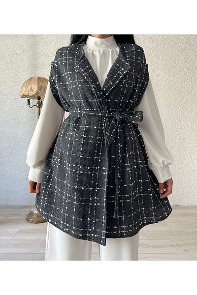 KÜÇÜĞÜM BUTİK رمادي كبير الحجم المرأة تويد المعطف