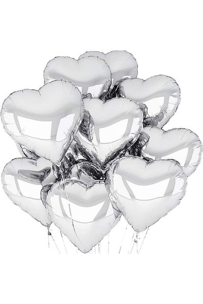 Zanzibar 10 Inch Silver Heart Foil Balloon - 25 Pcs