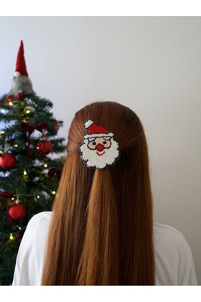 asyakuş Efsarstudio Handmade Punch Embroidery New Year's Collection Santa Claus Clip Buckle