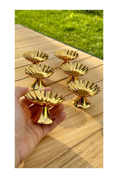 LUCKYHOMES 6-Piece Mussel Series - Standing Gold Coffee, Side Turkish Delight Bowl and Macarons Candy Bowl, Presentation and Catering Bowl