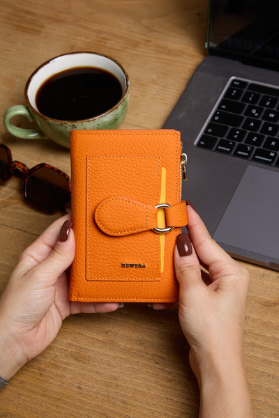 REWİNA 9735 محفظة نسائية من الجلد الطبيعي بتصميم خاص مع إكسسوارات