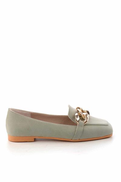 Bambi Wassergrüne Damen-Loafer-Schuhe aus Nubukleder K 01641165901