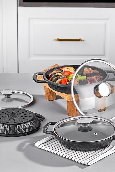 Taç Bella Cast Glass Covered 3-Piece Sauce Set 18-20-22 cm