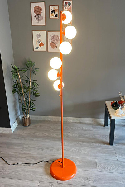 Bamyum Turuncu Lambader Modern Dekoratif Metal Oturma Odası Çalışma Odası Zemin Lambası